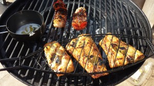 Lobster-tails-and-red-snappers-on-the-grill.