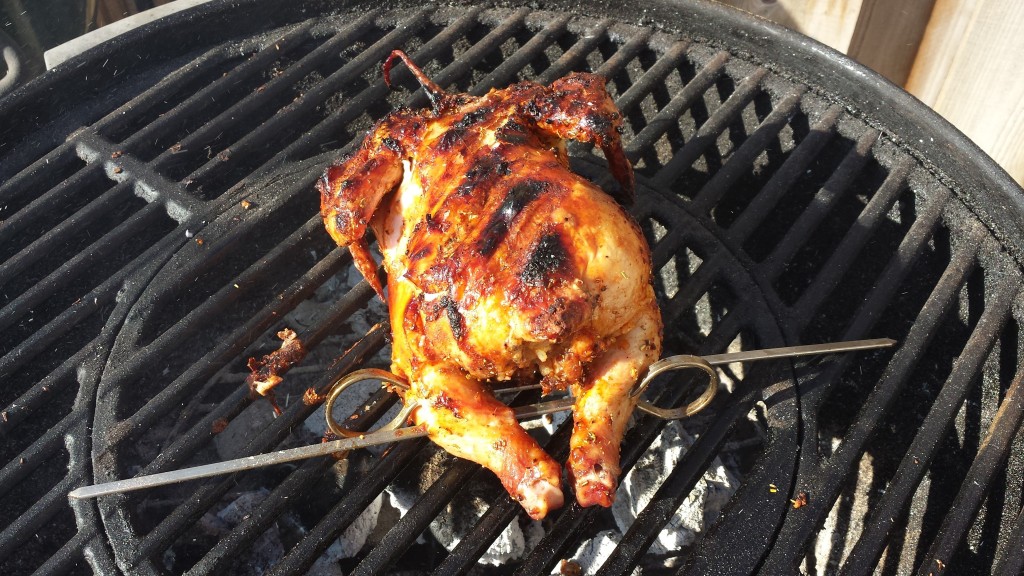 “GRILLED CORNISH HEN STUFFED WITH WHITE RICE AND ROSEMARY HERBS”